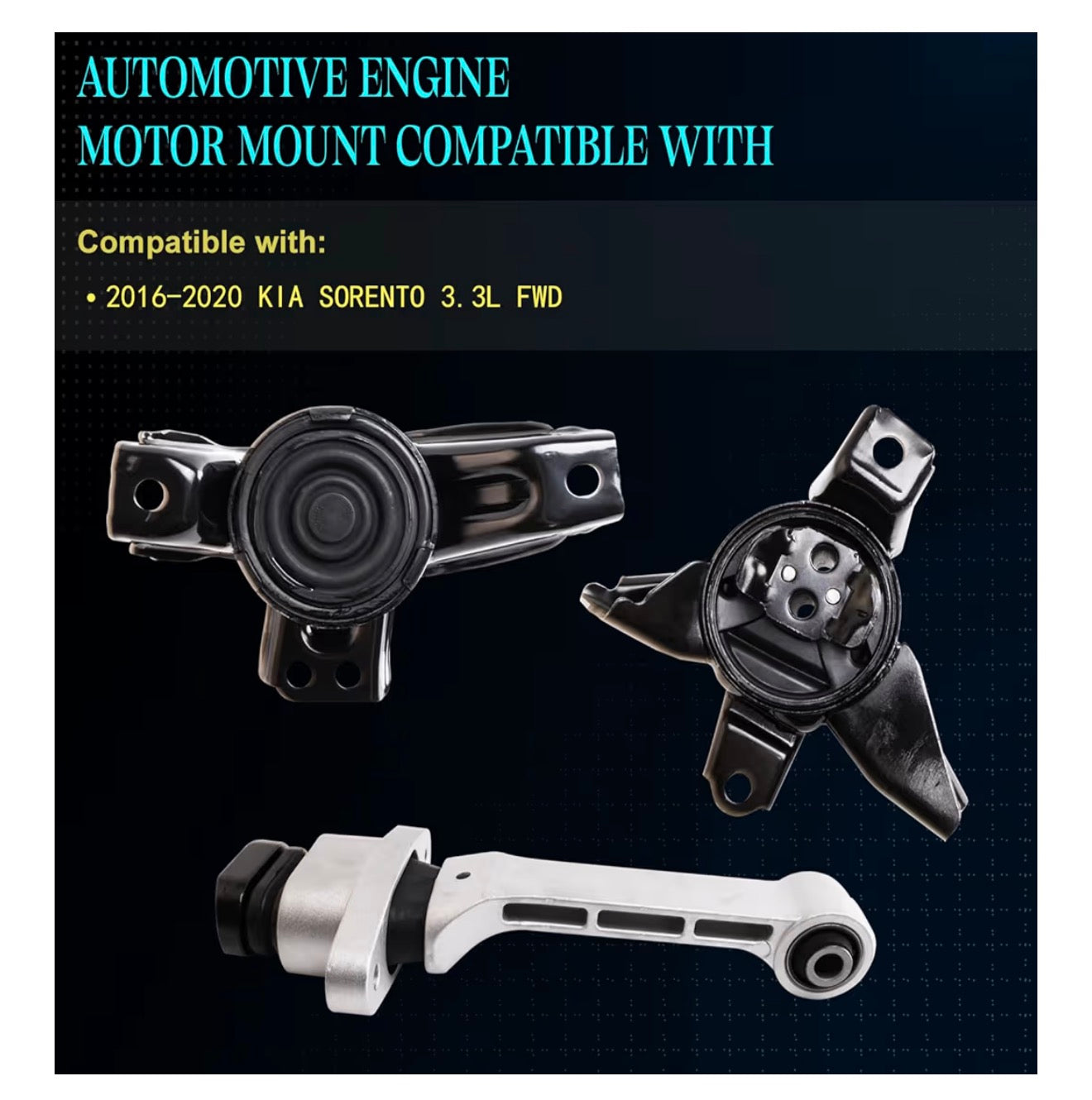 Set of 3 Engine Motor Mount Compatible with 2016-2020 Sorento 3.3L FWD, Replace for A71204 A71094 A71102