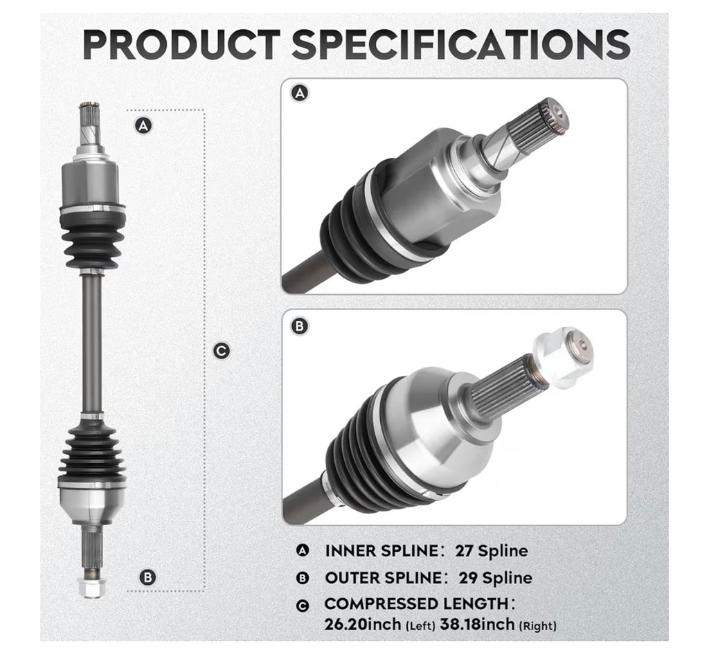 CV Axle FRONT Set for 07-13 Nissan Altima, 08-13 2.5L FWD Rogue and 14-15 2.5L FWD Rogue Select 39101JG02C 39100JG02C